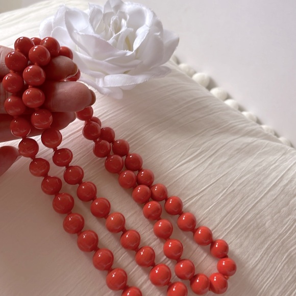 Vintage statement jewelry orange coral tone bead necklace screw clasp - Picture 7 of 10